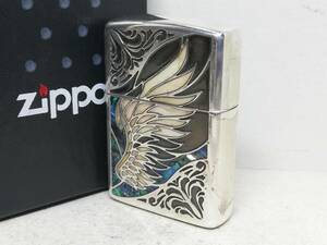 S247-149　ZIPPO/ジッポー　オイルライター　シェルウイング アーマー 銀メッキ　C/19【中古品】