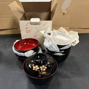 吸物椀 和食器 汁椀 おわん 5客 梅 中古品 食器