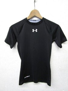 V0984：UNDER ARMOUR heatgear アンダーアーマー 半袖シャツ/黒/SM 半袖カットソー アンダーウェア スポーツウェア：35