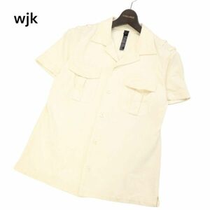 wjk ダブルジェイケイ 4015 kn11 【safari polo】春夏 シルク鹿の子★ 半袖 サファリ シャツ Sz.M　メンズ 日本製　I4T01520_4#A