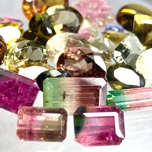 1円〜!!◆天然カラートルマリンおまとめ36ct◆d 約7.2g ルース 裸石 宝石 color tourmaline ウォーターメロン バイカラー w4マ17