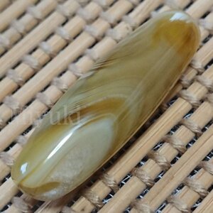 御幸天珠 AW05275 瑪瑙天珠 39x12mm 天然の虎牙模様 特殊天珠 線天珠 線珠 眼天珠 眼模様