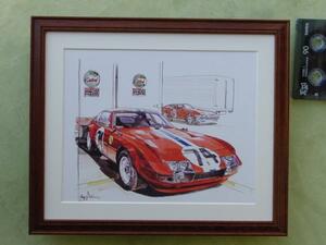 ■BOWイラスト額■フェラーリ365GTB/4デイトナレーシング■62