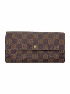 LOUIS VUITTON◆1)ポルト・フォイユ・サラ_ダミエ・エベヌ_BRW/PVC/BRW/総柄/メンズ