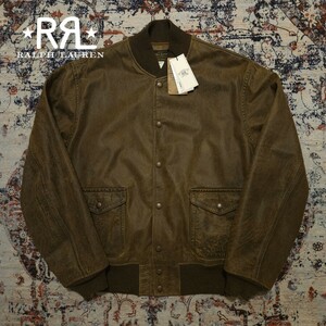 【最高級】 RRL A-1 Calf Skin Leather Jacket 【M】 カーフスキン レザージャケット 牛革 国内定価34万円 ライダース 新品 Ralph Lauren