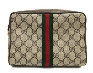 GUCCI グッチ クラッチバッグ セカンドバッグ 89・01・012 GGスプリーム シェリーライン オールドグッチ ベージュ 箱有