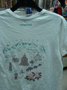 mont-bell モンベル ヒマラヤイラスト 半袖Tシャツ 白 (L) 【ネコポス可能】