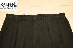 ラルフローレン コットン 100% 黒 スラックス パンツ W38 L30 XL (H00120701)