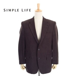 A4848/美品 秋冬 総裏 SIMPLE LIFE シンプルライフ ポリエステル ポリ 起毛 テーラード 段返り シングル3Bジャケット 46 灰色/メンズ