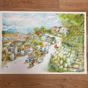 滝田ゆう！大型肉筆原画！-「リブラン車内吊り広告」-気持ちがうれしい街でした　泥鰌サイン入　50.5×36.5cm