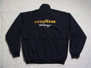 ★ GOOD YEAR Racing グッドイヤー レーシング 刺繍 ロゴ G9タイプ ハリントン ジャケット sizeLL 紺 ★古着 90年代 当時物 タイヤ F1 