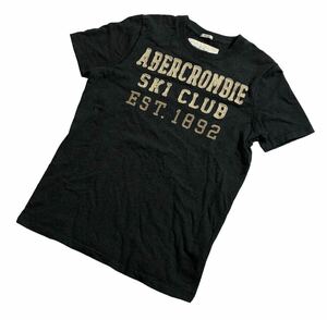 ■ A&F Abercrombie&Fitch アバクロンビーアンドフィッチ アバクロ ■ ロゴ 刺繍 ワッペン 半袖 Tシャツ ダークグレー M