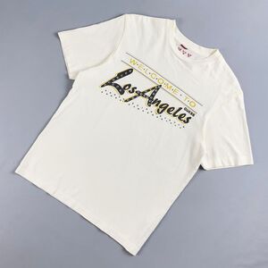 GUESS ゲス カラーストーン Los Angeles プリントTシャツ 半袖カットソー トップス メンズ 白 ホワイト サイズM*RC526