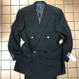 新品☆未使用【A5 M相当★高級】4Bダブルスーツ 礼服 メンズ ブラックフォーマル 背抜き 冠婚葬祭 喪服 黒 セットアップ アジャスター付き