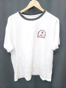 ◇ ⊂ BILLABONG ビラボン 五分袖 Tシャツ カットソー サイズM ホワイト　レッド系 レディース P