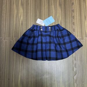 1-6新品　ポンポネット(pom ponette )　ボリュームフレアキュロットパンツ　ネイビーチェック柄ワイドショートパンツ　110　10,800円+税