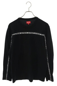 シュプリーム 長袖カットソー Tape Stripe L/S Pique Top サイズ:S テープストライプロゴ長袖カットソー 中古 FK04