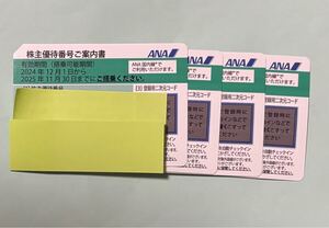 【最新・有効期間１年】全日空 ANA株主優待 株主割引券4枚（有効期間：2024年12月1日～2025年11月30日）