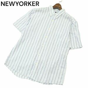 NEWYORKER ニューヨーカー 春夏 半袖 ボタンダウン ストライプ★ シャツ Sz.LL　メンズ 大きいサイズ　A4T04700_4#A