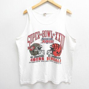 XL/古着 フルーツオブザルーム ビンテージ タンクトップ メンズ 80s NFL サンフランシスコフォーティーナイナーズ 49ers シンシナティベン