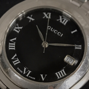 グッチ デイト クォーツ 腕時計 5500M メンズ ブラック文字盤 純正ブレス ファッション小物 ブランド小物 GUCCI