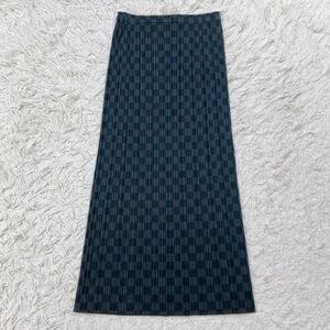 【極美品】PLEATS PLEASE プリーツプリーズ チェック ロング スカート 1 S相当 ブラック グレー ISSEY MIYAKE