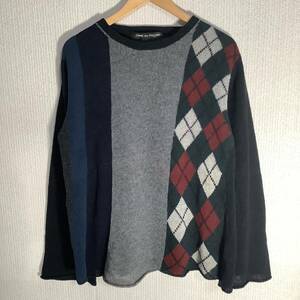 縮絨 1994AW COMME des GARCONS HOMME PLUS 縮絨 チェック 切り替えニット コムデギャルソンオムプリュス アーカイブ セーター