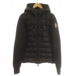 モンクレール MONCLER GRENOBLE グルノーブル 22AW CARDIGAN ダウン ジャケット ジップアップ フード ジャージー ニット 異素材 切替 L 黒