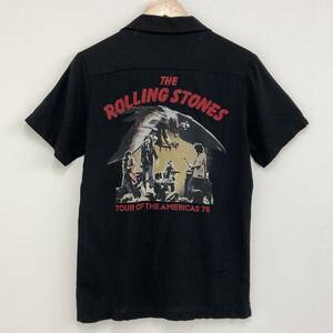 HYSTERIC GLAMOUR × The Rolling Stones レーヨン 開襟 半袖 シャツ 黒 S ヒステリックグラマー ローリングストーンズ archive 3030395