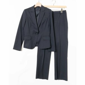 THE SUIT COMPANY she ザ スーツカンパニー シー セットアップ ストライプ柄 スーツ ジャケット 38 スラックスパンツ 40 ウール ネイビー