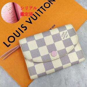 ■内側未使用級■正規品■LOUIS VUITTON ルイヴィトン ポルトモネ ロザリ ダミエ アズール 小銭入れ ローズバレリーヌ ウォレット N61276