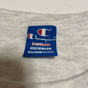 XXL 80s 90s champion 刺繍タグ Tシャツ チャンピオン 青タグ グレー 杢 霜降り アメリカ製 madeinusa USA製 無地シングルステッチゆるだぼ