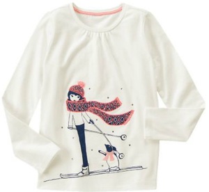 即決！新品 ジンボリー 7T 120 130 長袖Ｔ マフラーを巻いたペンギンと女の子 長袖Tシャツ Gymboree