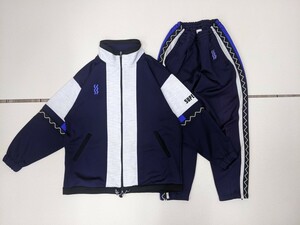 11．MIZUNO 90s ヴィンテージ 日本製 ミズノ スーパースター ジャージ 上下 セット トラック ジャケット パンツ メンズM 紺灰青紫 y709