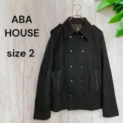 a953 アバハウス ABA HOUSE 黒 ダブルブレスト ピーコート2サイズ