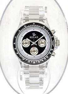 【激安1円】RELAX リラックス 王冠ロゴ D5 ヴィンテージ腕時計 世界で最も人気のポール・ニューマン腕時計 黒文字盤 世田谷ベース