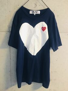 【★激希少★名作★メンズM★送料無料！】プレイコムデギャルソン ペイントハート ネイビー Tシャツ PLAY COMME des GARCONS 日本製