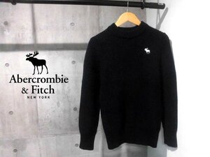 ABERCROMBIE&FITCH アバクロンビー＆フィッチ A&Fアバクロ ロゴ刺繍 ローゲージ アルパカ混ニットウール セーター M/ダークネイビー/メンズ