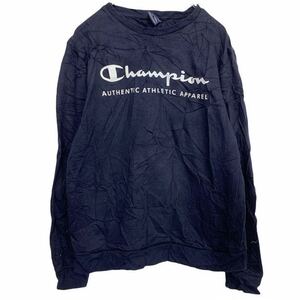 Champion スウェットトレーナー キッズ 2XL 15/16yrs チャンピオン ネイビー プリントロゴ 古着卸 アメリカ仕入 t2110-3670