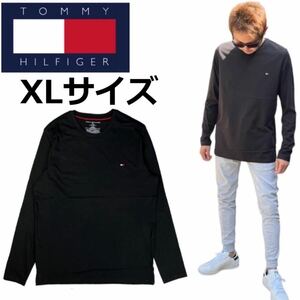 トミーヒルフィガー ロンT 長袖 Tシャツ 09T3118 ブラック XLサイズ 刺繍ロゴ ワンポイントロゴ メンズ レディース TOMMY HILFIGER 新品