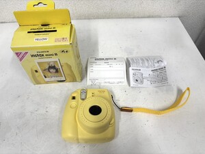 E177　FUJIFILM　intax mini8　富士フイルム　インスタントカメラ　チェキ　箱付き　取扱説明書付き　カメラ　イエロー　黄色　ジャンク