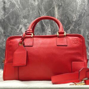 【現行/極美品】LOEWE ロエベ アマソナ 28 アナグラム 2way ハンドバッグ ショルダー ミニボストン レザー レッド 赤色 肩掛け 斜め掛け