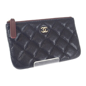 【中古】【Aランク】シャネル CHANEL クラシックミニ A82365 ポーチ キャビアスキン ブラック ゴールド金具 レディース【ISEYA】