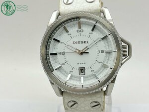 AK0605562　△ DIESEL ディーゼル DZ-1755 クオーツ QUARTZ QZ デイト ホワイト系カラー文字盤 純正ベルト メンズ 現状品