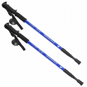 【送料無料】 2本セット トレッキングポール ブルー/青 ウォーキングポール 登山 雪山 杖 トレッキングステッキ 棒 補助 軽量 アルミ製