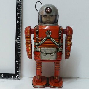 増田屋【SPACE MAN スペースマン 電動歩行 動作不良 オレンジ 宇宙飛行士 アストロノーツ】当時物ブリキMODERN TOYS マスダヤ【箱無】0964