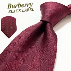 【美品】BURBERRY BLACK LABEL バーバリーブラックレーベル ネクタイ シャドーチェック柄 剣先ホースロゴ ジャカード ハイブランド 高級