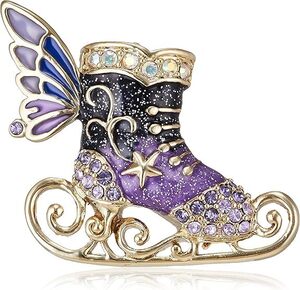 新品保証書付き　ANNA SUI アナスイ★　ブローチ　ペンダント　ヘッド　★スケート靴　スケートブーツ　黒（濃紺）＊紺＊紫　