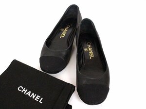 CHANEL【シャネル】ココマーク ナイロン地×レザーパンプス☆35 1/2サイズ☆22.5センチ☆黒☆フォーマル☆レディース☆ロゴ☆