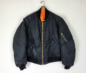 80s USA製 ALPHAINDUSTRIES MA-1 BLACK Mサイズ IDEAL 80年代 アメリカ製 アルファ フライトジャケット ビンテージ 黒